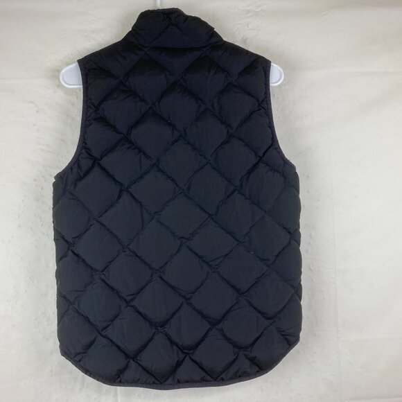 J. Crew Womens Sz S Black Quilted Down Puffer Vest Gold Accents Full Zip - Picture 4 of 4